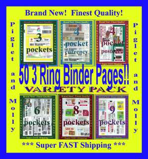   Sleeves Pages Organizer Holder Sheets for 3 Ring Binder VARIETY PACK