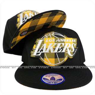   LA lakers black yellow white plaid under bill fitted cap hat  