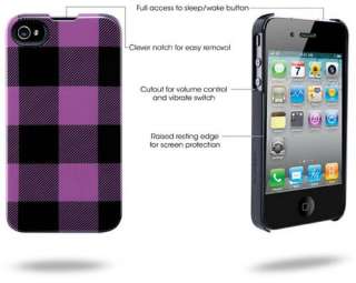 Agent18 SlimShield Limited for iPhone 4   Purple Buffalo Check   AT&T/Verizon Compatible