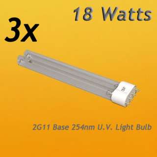   Bulbs 18W Watt G11 Base 4 Aquarium Pond UV Sterilizer Clarifier  