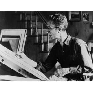  Norman Rockwell, American Painter, at His Drawing Board 