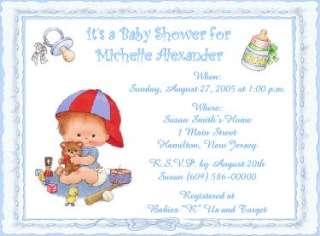   Boy Designs Personalized Baby Shower Invitations w/Envelopes  