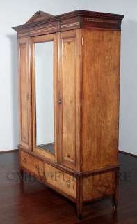 Antique English Mahogany Victorian 5Ft 3 Door Armoire Wardrobe Closet 