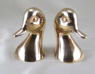 Mallard Duck Head Solid Brass Pair Bookends Book End Vintage  