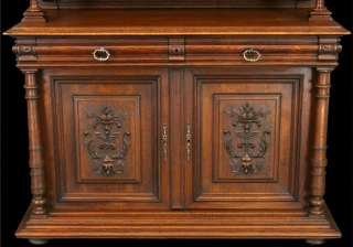 ANTIQUE FRENCH CARVED OAK RENAISSANCE BUFFET SIDEBOARD  