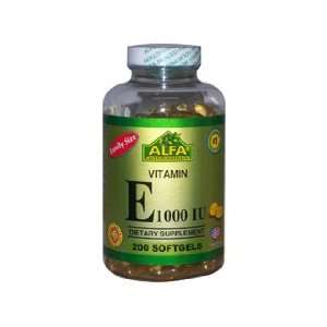  Alfa Vitamins Vitamin E 1000 IU 200 softgels Antioxidant 