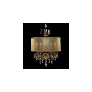   Chandelier in Antique White Glossy with Golden Shadow Strass Teardrop