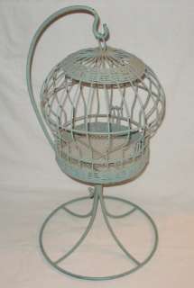 ANTIQUE TABLE TOP DECORATION ANIMAL BIRD HOUSE CAGE WICKER METAL 