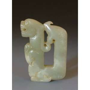  one Spring&Autumn Period Carved Jade Coiled Dragon, Chinese Antique 