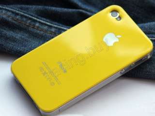 Crystal Yellow Hard Skin Apple LOGO Case Skin Cover for All iPhone 4S 