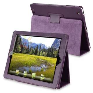 purple leather smart cover case stand case for ipad 2 for apple