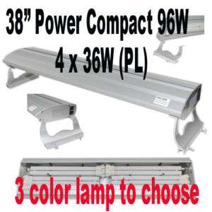 38 Power Compact Aquarium Light Hood 96W 3 Color Bulb  