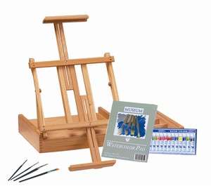 Acrylic Table Top Art Artist Easel Paint Set Kit  with Brushes 