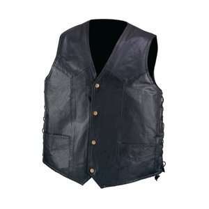  Diamond Plate Solid Genuine Leather Vest 2x Antique Brass 
