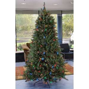   Lit LED Retro Pine Artificial Christmas Tree   Multi C7 & Mini Lights