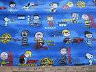SNOOPY WOODSTOCK BLUE HAPPINESS ALLOVER 100% COTTON FABRIC 1/2 YARD