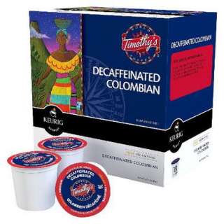 Keurig Timothys Colombian Decaffeinated K Cups, 108 Ct. Casepack 