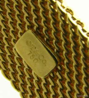 Tiffany & Co. Woven Mesh BANGLE Somerset Bracelet   18k Yellow Gold 
