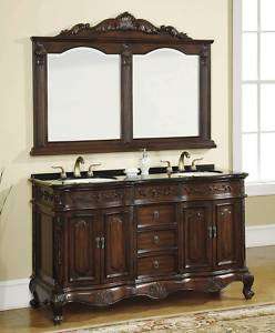 Double Sink Bath Vanity with Granite and Mirror #5004 NF 2pcs   60 