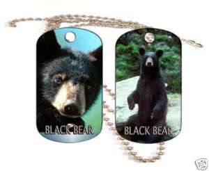 Personalized Black Bear Picture Dog Tag w/ Chain  