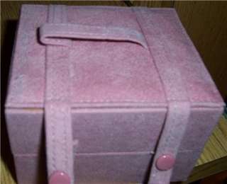FAUX SUEDE TRAVEL SIZE JEWELRY BOX PINK  