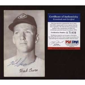  Herb Score Autographed Baseball   Exhibit Card PSA DNA   Signed MLB 