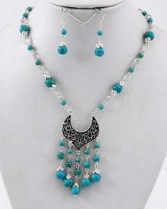   Turquoise bead Necklace and Earrings From Brighton Beach, FL  