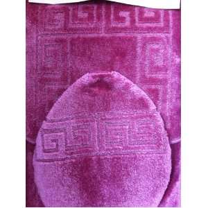  3 Piece Bath Rug Set Pink Bathroom Rugs/mat with Lid Cover 