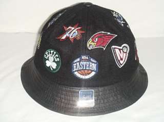 Black NBA Eastern Conference Bucket Hat Fitted Leather  
