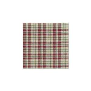    Tan and Red Plaid Twin Bed Skirt / Dust Ruffle