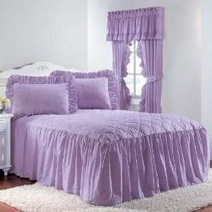   Eyelet Bedspread with Ruffle Bottom (WHITE,TWIN)