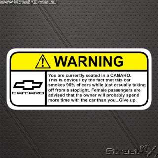 Chev CAMARO Warning Decal for GM FBODY F Body Chevrolet  