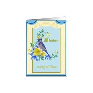  Birthday sister, message from a blue bird Card Health 