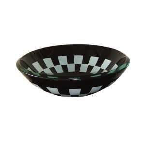   1010T BK Checkered Tempered Glass Vessel, Black