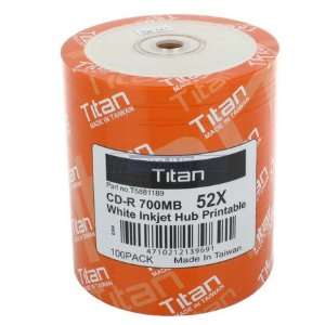 Titan Duplication Grade CD R 52X White Inkjet Hub Printable CDR Blank 