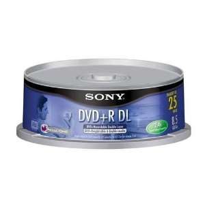  SONY   BLANK MEDIA 25PK DVD R DOUBLE LAYER SPINDL E 