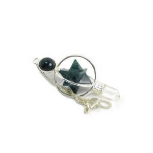  Bloodstone Star Pendulum With Silver Plated Rings and 
