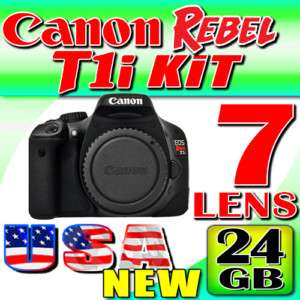 Canon EOS Rebel T1i & Full Range 7 LENS 24GB Kit USA 00049368119214 