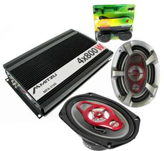   Car Audio Amplifier + Two 6x9 3 Way Car Speakers and Two Tweeters