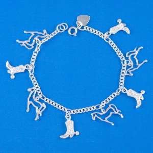  Cowboy Boot Horse Bracelet with Charms   7 Jewelry