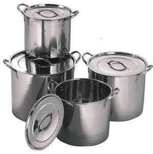 4PC LARGE STAINLESS STEEL COOKING CATERING STOCK POTS  