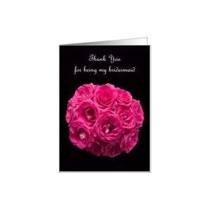  Bridesmaid Thank You Card    Beautiful Pink Roses Card 