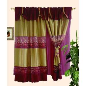  Embroidered Window Curtains/drape Set with Valance and 