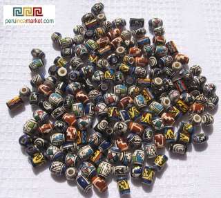 70 Ceramic Peruvian Beads Inca Design 8 mm Round mixed  