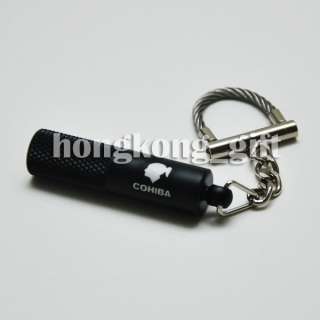 COHIBA Cigar Punch Cutter Stainless Steel Key Chain Ring black box set 