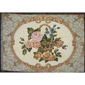 Italian Flowers in a Braided Basket Tapestry  Kitchen 