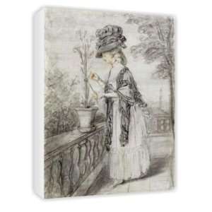  Lady on a Terrace Tending a Carnation Plant   Canvas 