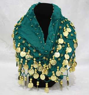   Middle Eastern Hip Wrap / Shawl with 3 rows of Gold Colored Coins