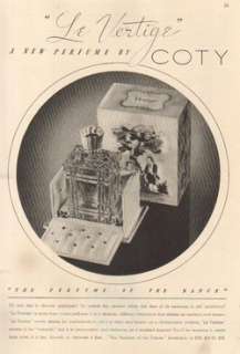 1937 Coty Le Vertige Perfume Vintage Bottle Box 30s Ad  