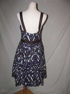 New Milly Ikat Print Dance Dress Ink Blue 8  